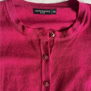 Esperanza Petite Pink Cardigan Top